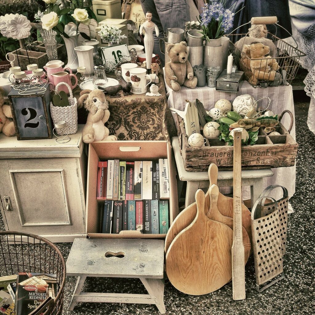 flea market, stand, market